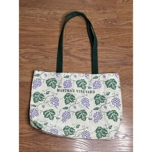 Martha's Vineyard Beach Tote Bag Book Bag Floral Grapes Vines